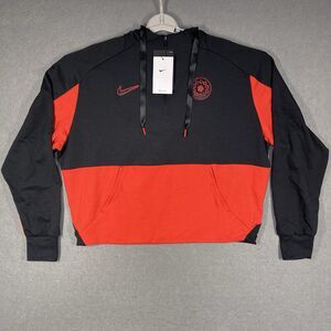 Portland Thorns Jacket Women XL Black Red Nike 1/2 Zip Cropped Hoodie Colorblock